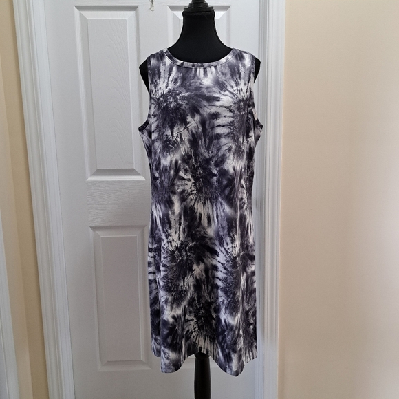 ❤️ NWOT Gaiam Tie Dye Dress Tank Style Women's XL Soft Casual Grey White - Picture 6 of 11